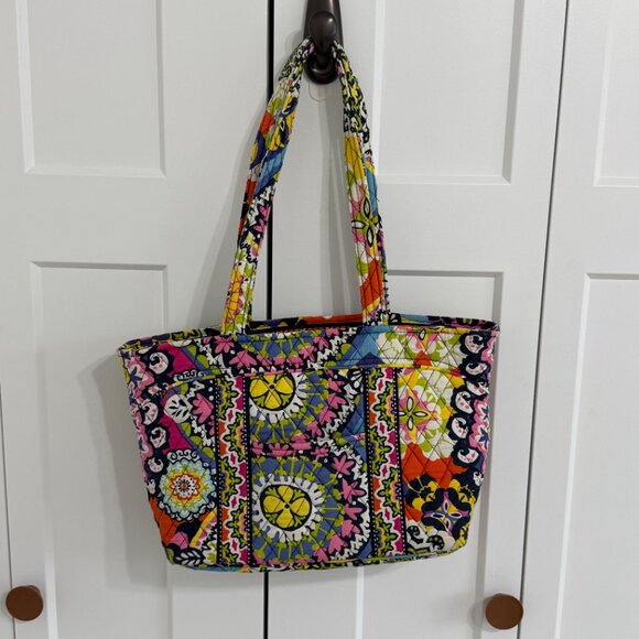 Vera Bradley Rio Quilted Tote Bag Multicolor Zip Top Cotton - Picture 6 of 7